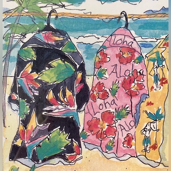 Signed Anne Ormsby “ Leisure Suits” Hawaiian Shirts with tropical background - Picture 2 of 10
